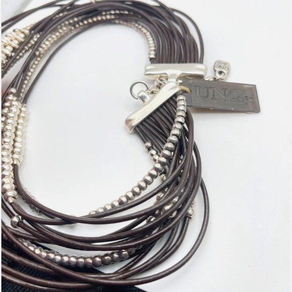 Uno De 50 OMARIBA Necklace Multi strand Leather layers cords beaded statement - Picture 7 of 16